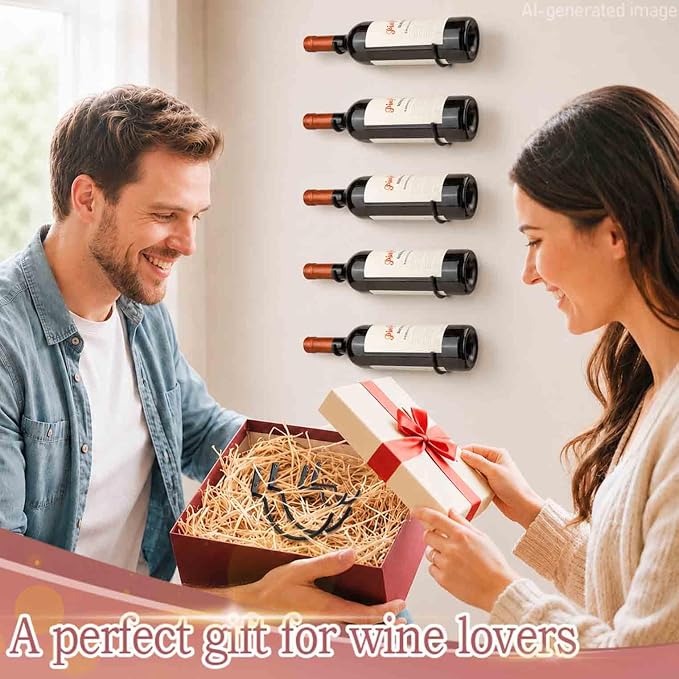 Wall-Mounted Wine Hook: 3 Pcs Hanging Wine Bottle Wall Holder - Metal Hooks | Hanging wine bottle holder, rust-proof coating, vertical design - metal hook for single bottle holder, small organizers