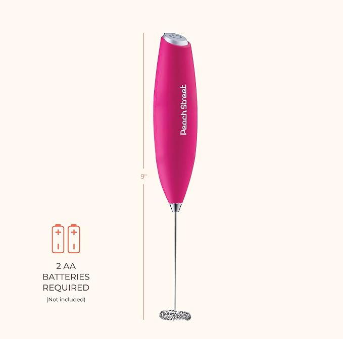 Powerful Handheld Milk Frother, Mini Milk Foamer, Battery Operated (Not included) Stainless Steel Drink Mixer for Coffee, Lattes, Cappuccino, Frappe, Matcha, Hot Chocolate.