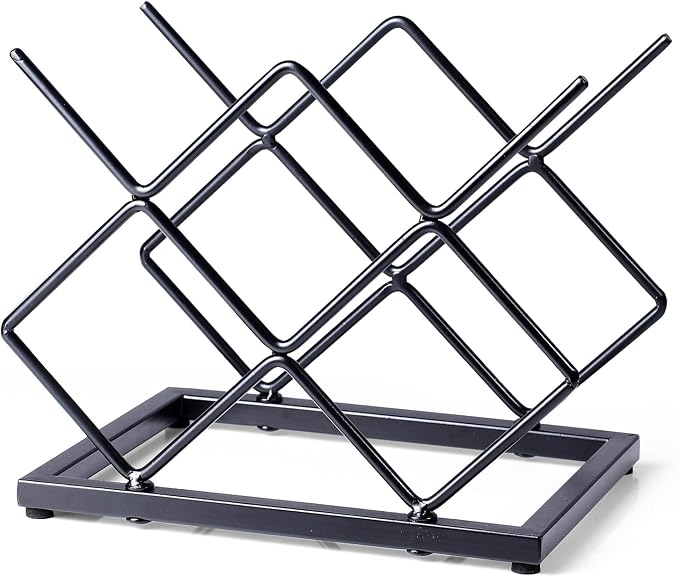 Countertop Wine Rack - 5 Bottle Freestanding Modern Gold Metal Small Wine Rack - Tabletop Wine Holder Stand for Cabinet, Pantry, Wine Bottle Storage