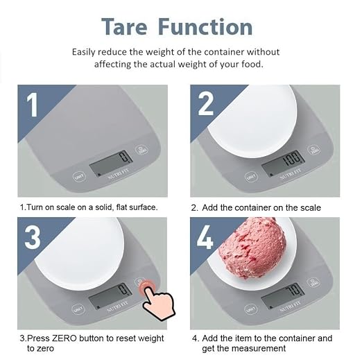 NUTRI FIT Food Scale Kitchen Scales Digital Weight Grams and Ounces for Baking Cooking, Weighing Scale Portion Control, Max 11lb 1g Increment 6 Units Smart Tare Hanging Storage, Gray