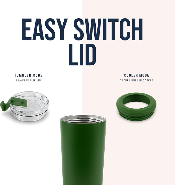 4 in 1 Universal Can Cooler - Hunter Green, Can Holder Insulated, Beer Bottle Cooler, Universal Holder for All Drink Sizes, Stainless Steel Insulated Tumbler, Tailgating Accessories
