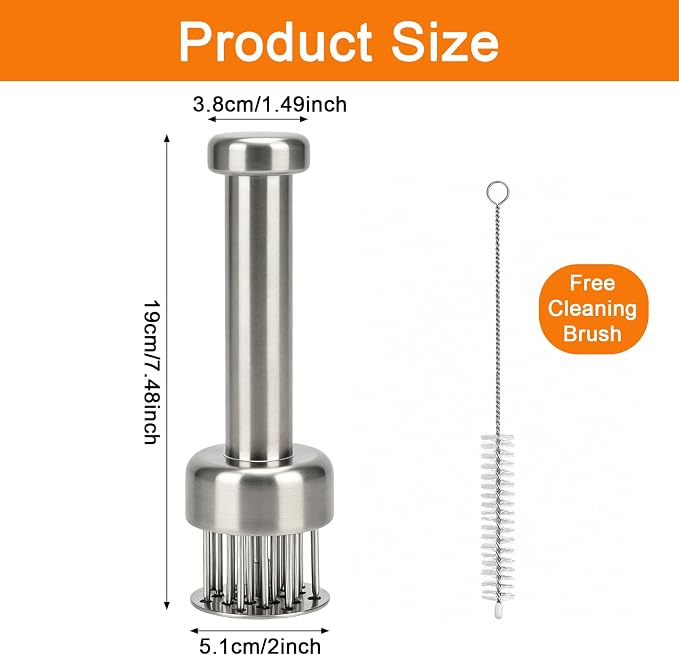Meat Tenderizer Tool, 304 Stainless Steel Meat Tenderizer Mallet with 21 Sharp Needles Meat Hammer Press Meat Tenderizer Tool for Beef, Pork, Steak, Chicken, Dishwasher Safe