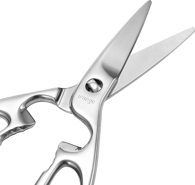 LIVINGO Kitchen Shears Heavy Duty Stainless Steel Multi Purpose Scissors | Come Apart Design, Dishwasher Safe, Sharp Cutting Edge, Food Meat Poultry Vegetable Nutcracker, Everyday Kitchen Tasks