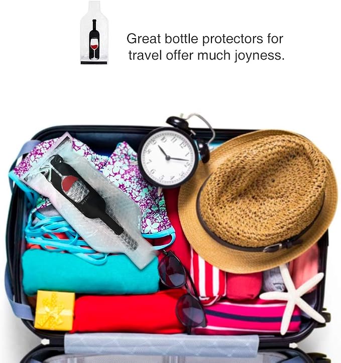 10 Set Reusable Wine Bags for Travel Wine Protector Travel Bag by LIVEBAY | Bottle Travel Case, Unbreakable Wine Sleeve, Leak Proof Wine Bag, Double Layer Bubble Protector for Airplane Suitcase