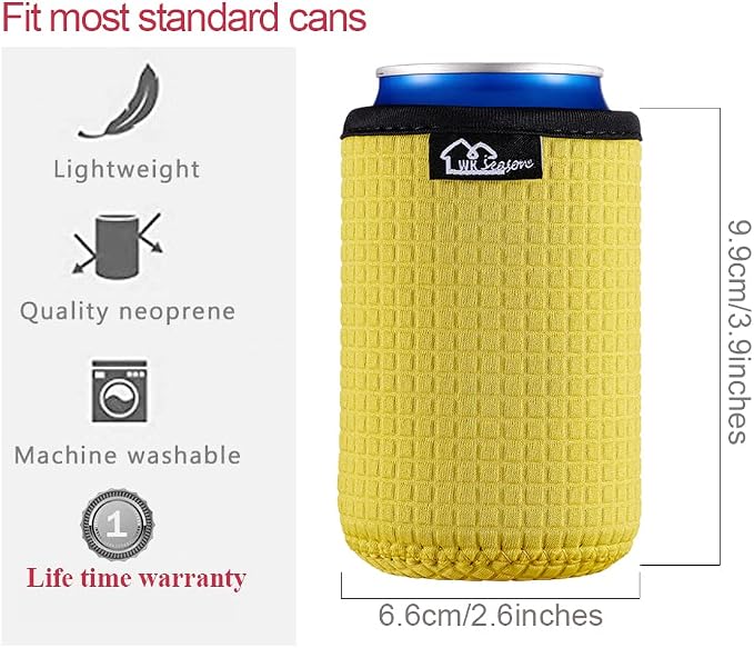 WKieason 12oz Standard Can Sleeves Insulators Sleeves Standard Can Covers 12OZ Beer Bottle Sleeves Coolers Holder Non-slip Neoprene Can Coolier Sleeves 4PC Pack (Green/Light blue/Grey/Black)
