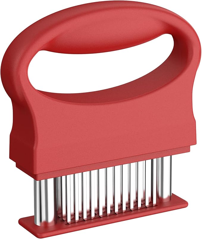 Meat Tenderizer Tool with 48 Stainless Steel Blades, Heavy-Duty Needle Tenderizer for Steak, Beef, Pork & Chicken, Kitchen Cooking Gadgets Tools Red
