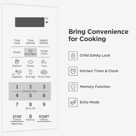 COMFEE' EM720CPL-PM Countertop Microwave Oven with Sound On/Off, ECO Mode and Easy One-Touch Buttons, 0.7 Cu Ft/700W, Pearl White