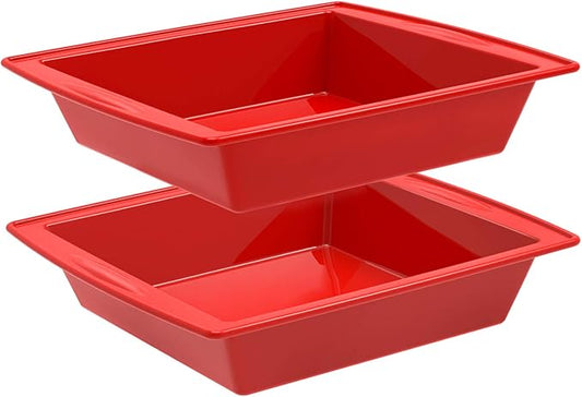 SILIVO 8 inch Square Cake Pans(2 Pack), 8x8 Baking Pan, Nonstick Silicone Cake Molds for Brownie, Cornbread and Cake