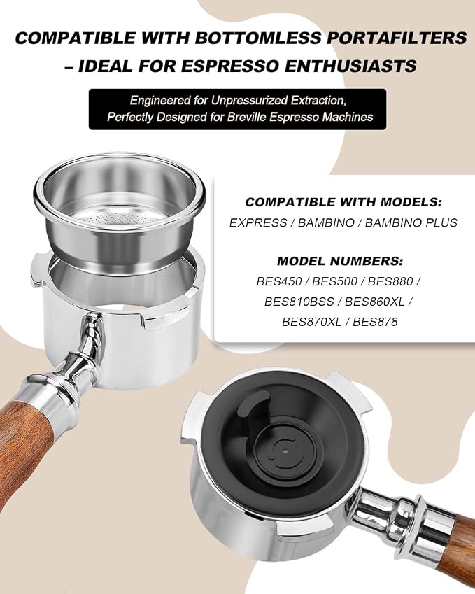 [1 Pack] 54mm Single Wall Filter Basket for Breville,Pro Precision Series | 18-22g capacity. Compatible with Breville 54mm espresso machines, including Bambino, Barista Express, Pro & more