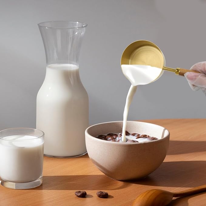 1/3 Cup Stainless Steel Measuring Cup with Wooden Handle, 80ml | Gold Metal Measuring Scoop, 80ml Measuring Spoon, For Baking, Cooking, Wet and Dry Ingredients