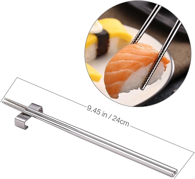 Devico Chopsticks, Metal Chopsticks, 18/10 Stainless Steel Chopstick Set, Reusable, Dishwasher Safe (5 pairs)