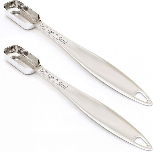 2PCS 1/2Teaspoon (2.5ml) Single Measuring Spoon, Individual Stainless Steel Long Handle Measure Tablespoon Only