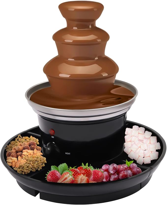 Chocolate Fountain, 3-Tier Mini Chocolate Fountain Machine, Electric Chocolate Melting Fountain Machine, Stainless Steel Electric Chocolate Fondue Fountain for Cheese, BBQ Sauce, Syrup,