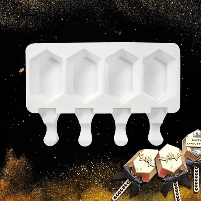 Popsicles Molds, Cake Pop Mold 4 Cavities Ice Pop Cakesicle Molds Silicone Ice Cream Mold, Silicone Popsicle Molds, Ice Pop Mold, Silicone Popsicles Molds for Kids, Reusable Popsicle Maker