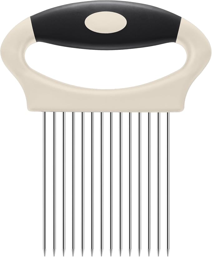 Large Onion Slicer Holder, Stainless Steel Onion Holder for Slicing, Onion Cutter Vegetable Chopper Tool with 14 Sharp Prongs for Slicing of Potato Avocados & Meat, Cooking Gadgets Tool for Fruit Prep