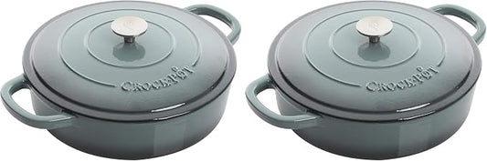 Crock-Pot Crock Pot Artisan Enameled Cast Iron Braiser W/Lid, 5 Quart, Slate Gray (Pack of 2)