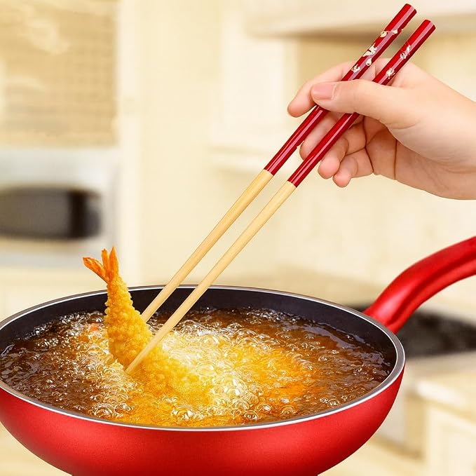 JapanBargain, 1 Pair Extra-Long Bamboo Cooking Chopsticks (Saibashi), Japanese Deep Fry Tempura Chop Sticks, Shabu-Shabu & Hot Pot, Reusable, Long-Reach Kitchen Utensils, 13-inch, Made in Japan