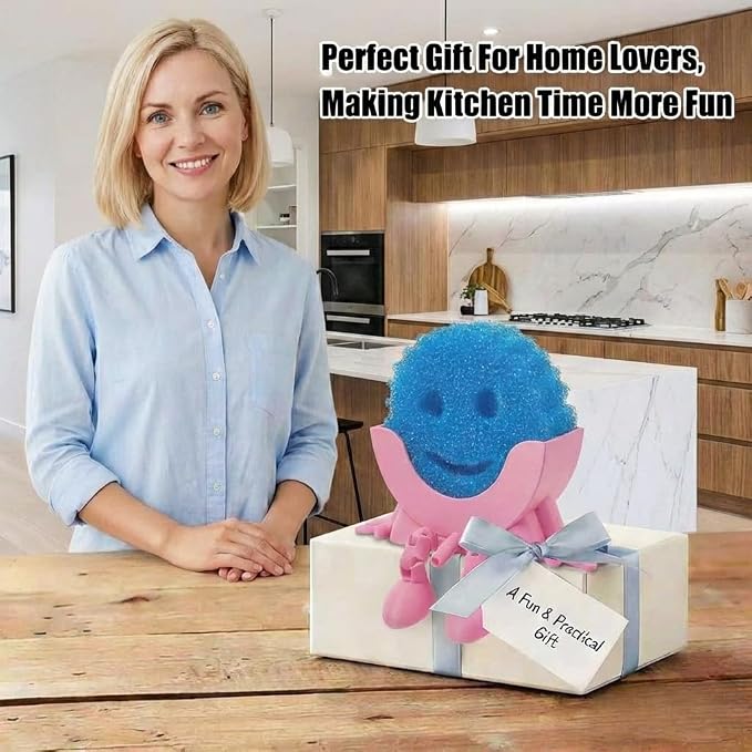 Creative Drainage Sponge Holder: Traceless Glue, 3D Printed Funny Kitchen Sink Holder, Keeps Sponge Dry – for Scrub Daddy (1, Pink)