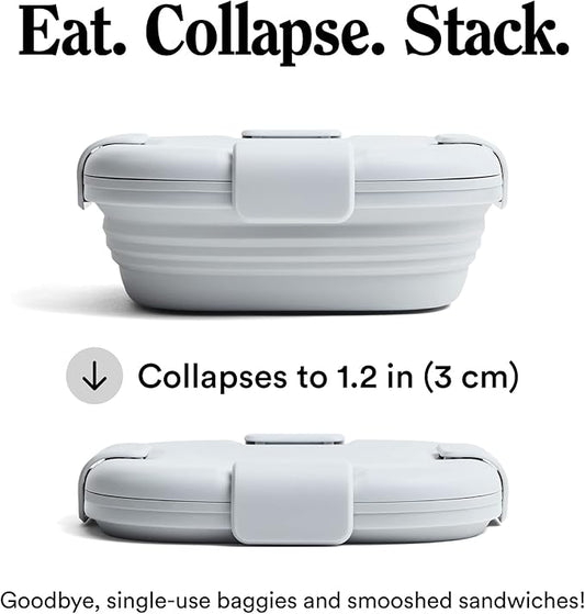 STOJO Collapsible Sandwich Box – 24oz, Reusable Food Storage Container, Silicone Bowl for Hot/Cold Food – Meal Prep, Lunch, Camping, Hiking – Dishwasher Safe (Set of 1, Cashmere)