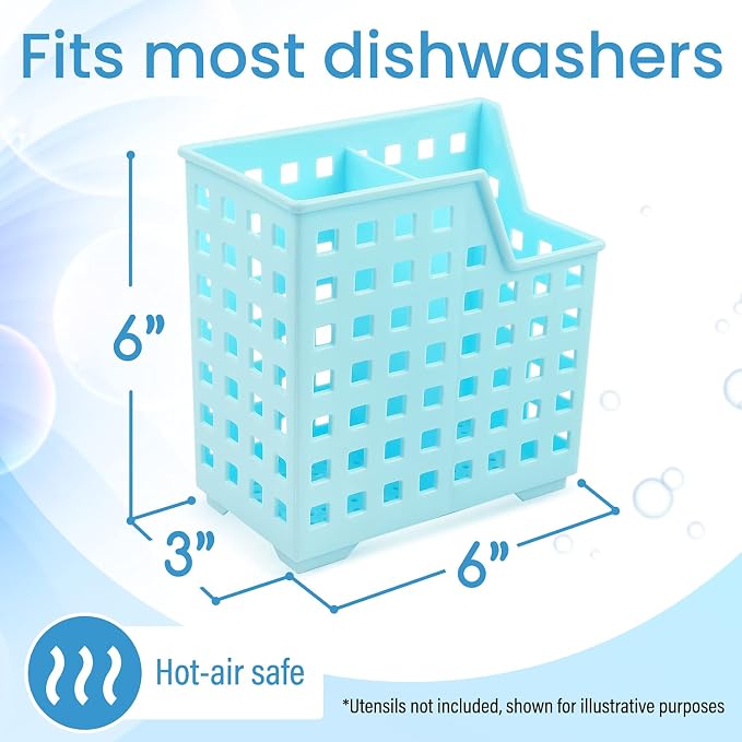 Impresa Straw & Chopstick Dishwasher Basket - Effortless Wash & Dry Chopstick Holder - Secure Clean Flow & Dishwasher Straw Holder for Compact Storage - Blue