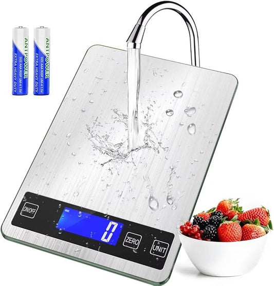 ''Cooking Master' 22lb Digital Kitchen Scale,Food Scale Measures in Grams and Ounces for Weight Cooking Baking,1g/0.1oz Precise Graduation,Stainless Steel and Tempered Glass