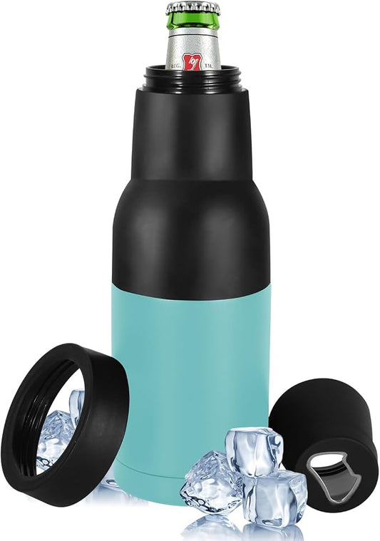 12oz Frosty Can Cooler Double Walled Stainless Steel Bottle Holder | Mint Green Beer Bottle Insulator Slim Can Cooler with Beer Opener Vacuum Insulated Ice Cold Clear Water Home Goods