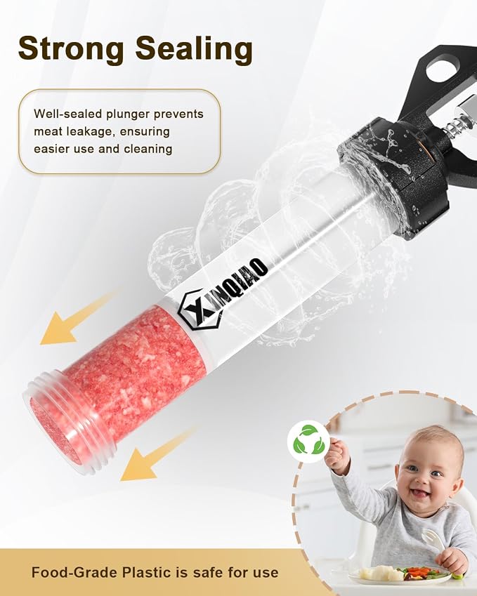 XINQIAO Beef Jerky Gun for Ground Meat, Plastic Jerky Cannon Comes with 3 Nozzles