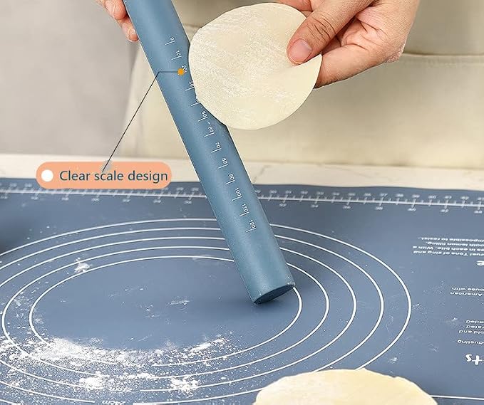 Silicone Rolling Pin Stainless Steel Inner Core Non Stick Rolling Pin Blue