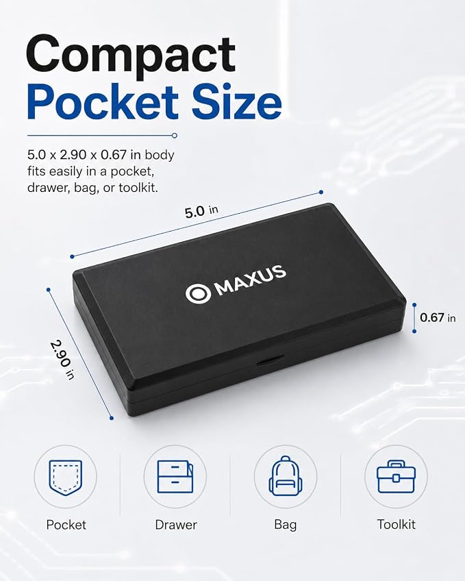 MAXUS Digital Pocket Gram Scale 500g x 0.01g High Precision with Tray, Weighs Small Food, Jewelry, Ounces, Grains, LCD Display, Tare Function