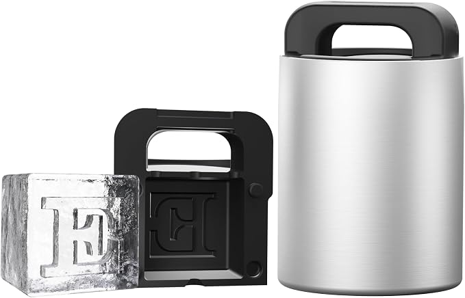 Letter E Monogram Clear Ice Cube Maker, 2" Big Ice Cubes Mold for Whisky and Cocktails, Large Initials Silicone Ice Cube Tray Personalized Gifts for Men (Letter E)