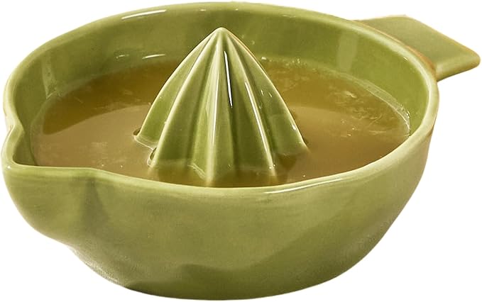 Ceramic Lemon Juicer Reamer Manual Citrus Lime Hand Squeezer Bowl Handheld | with Handle and Pour Spout, Easy to Use and Clean, Dishwasher Safe