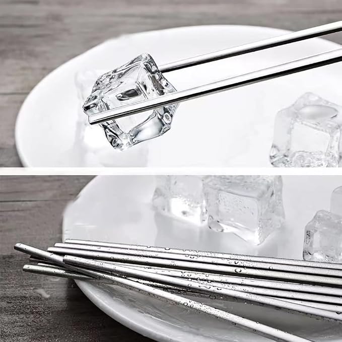 Korean Metal Chopsticks and Spoons Set, Reusable Stainless Steel Flatware Chopsticks and Spoons with long-hand, set of 3 (Lucky Clover)