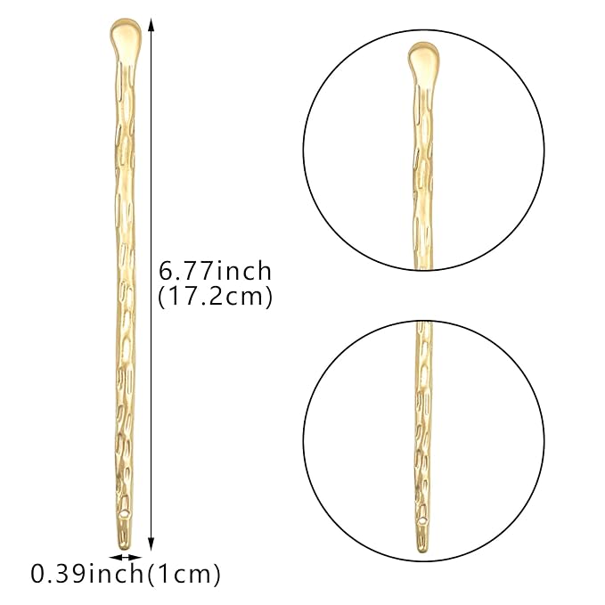 6 Pack Chinese Hair Stick for Women Metal Hair Bun Chopstick Long Hairstick Fashionable Styling Hair Pins Accessories for Women Girl (Gold and Silver)