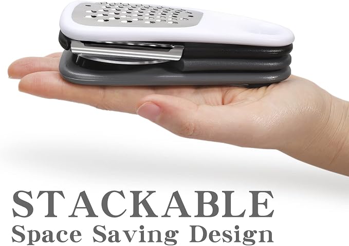 5 Pieces Kitchen Gadgets Set with Storage Bag, Cooking Gift Set | Space Saving Cooking Tools Accessories, Cheese Chocolate Grater, Peeler, Bottle Opener, Pizza Cutter, Stackable