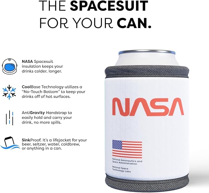 PHOOZY Insulated Can Cooler for 12 oz Cans - Patented Drink Sleeve with NASA-Inspired Technology - Keeps Beer, Soda & Sparkling Water Cold Longer - Lightweight Outdoor Can Holder - Space White