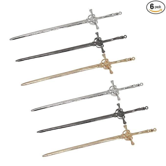 6PCS Hair Sticks for Buns,Hair Chopsticks,Sword Hair Pin,for Vintage Hair,Renaissance Chinese Hair Accessories,Metal Sword Hair Pins,Ancient Style Sword Hair Chopstick LINYUEARUI