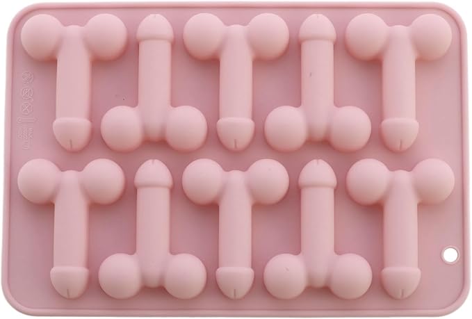 Prank Men Genital Ice Mold Trays Fun Shape Chocolate Baking Mold for Bachelor Bachelorette Party Pink A One Size