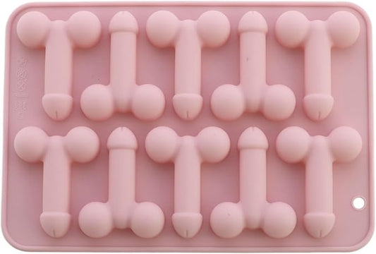 Prank Men Genital Ice Mold Trays Fun Shape Chocolate Baking Mold for Bachelor Bachelorette Party Pink A One Size