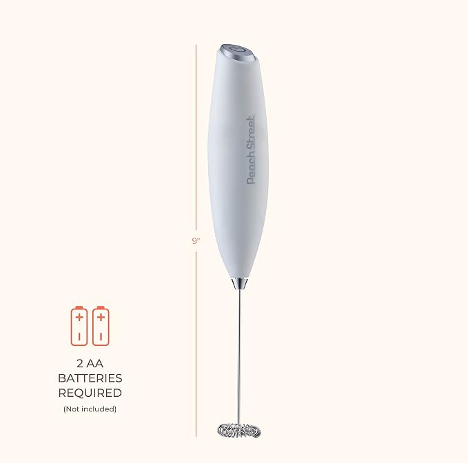 Powerful Handheld Milk Frother, Mini Milk Foamer, Battery Operated (Not included) Stainless Steel Drink Mixer for Coffee, Lattes, Cappuccino, Frappe, Matcha, Hot Chocolate.