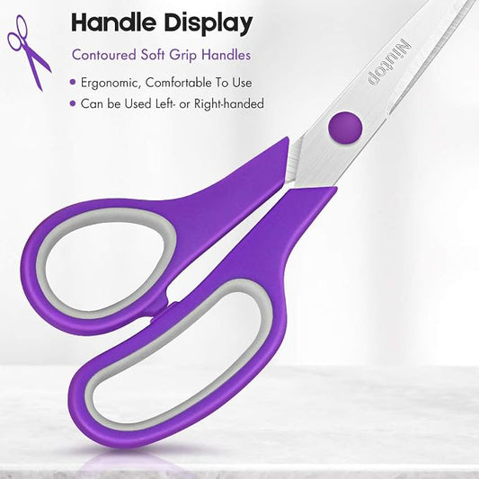 Scissors Bulk Set of 25-Pack, Niutop 8" Multipurpose Sharp Sewing Craft Shears Fabric Scissors for Office Home High/Middle School Student Office Teacher Supplies, Comfort-Grip Right/Left Handles