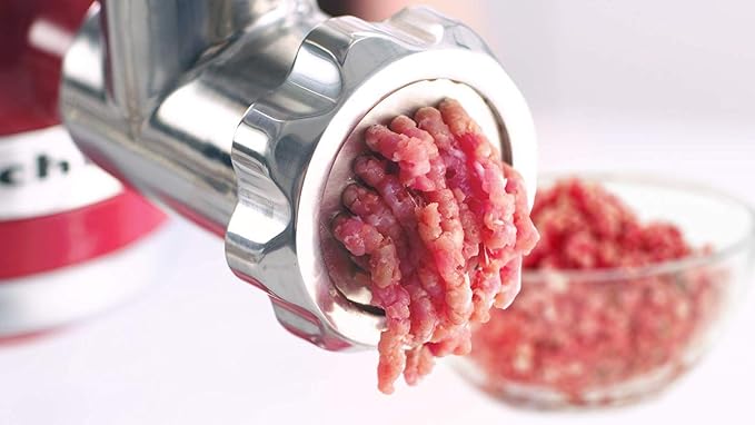 GVODE Stainless Steel Meat Grinder Attachment for KitchenAid Stand Mixer | Food Grinder attachment with 4 Grinding Plates, 3 Sausage Stuffer Tubes, 2 Grinding Blades, Mixers Accessories for Kitchen