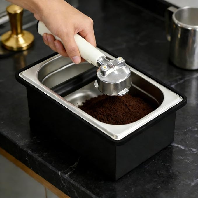 Espresso Knock Box,Stainless Steel Knocker Storage Box | Large Capacity Coffee Container,With Removable Shock-Absorbent Knock Bar and Anti-Slip Base