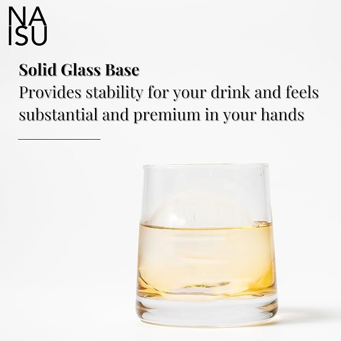 NAISU Glass - specifically designed N1 Sphere Clear Ice, Premium Whiskey & Cocktail Glass for Spirits, Bourbon & Scotch – Crystal-Clear, Heavy Base, Ideal for Home Bar & Gifting (One)