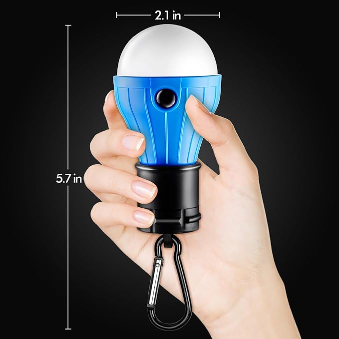 FLY2SKY Tent Lamp Portable LED Tent Lights Blue 4 Packs Hook Hurricane Emergency Lights LED Camping Lights Bulb Camping Tent Lanterns Camping Equipment for Camping Hiking Backpacking Fishing Outage | Battery Powered LED Tent Lights Bulbs Outdoor Campin...