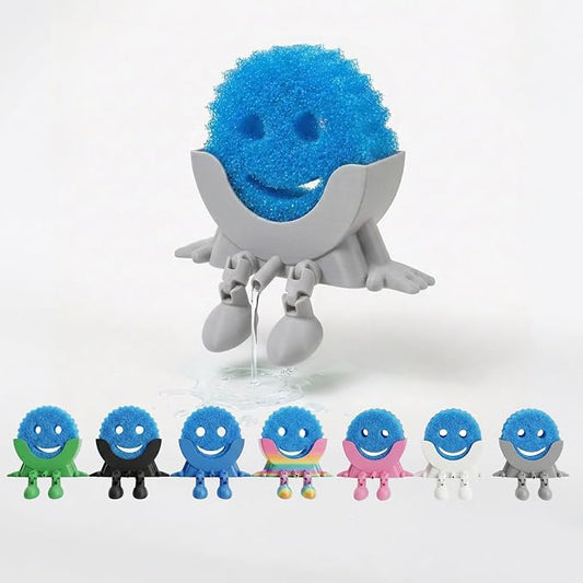 Creative Drainage Sponge Holder: Traceless Glue, 3D Printed Funny Kitchen Sink Holder, Keeps Sponge Dry – for Scrub Daddy (1, Grey)