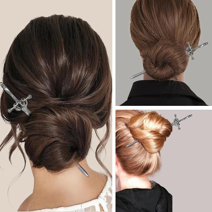 2 Pcs Vintage Girls Hair Chopsticks Comics Chinese Style Hair Pin Women Styling Hair Stick Hairpins for Long Hair, Hair Accessories (Black)