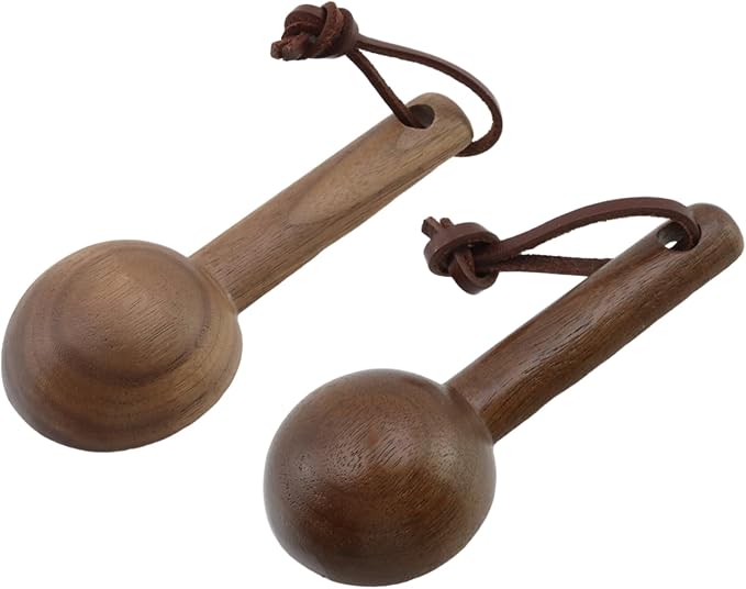 15ml and 10ml Wood Measuring Spoons and Scoops Set Wooden Tablespoon Scoop 1 TBSP and 2/3 TBSP Retro Coffee Spoons for Dry Ingredients Ground Tea Spice (Walnut Color, 1TBSP+2/3TBSP)