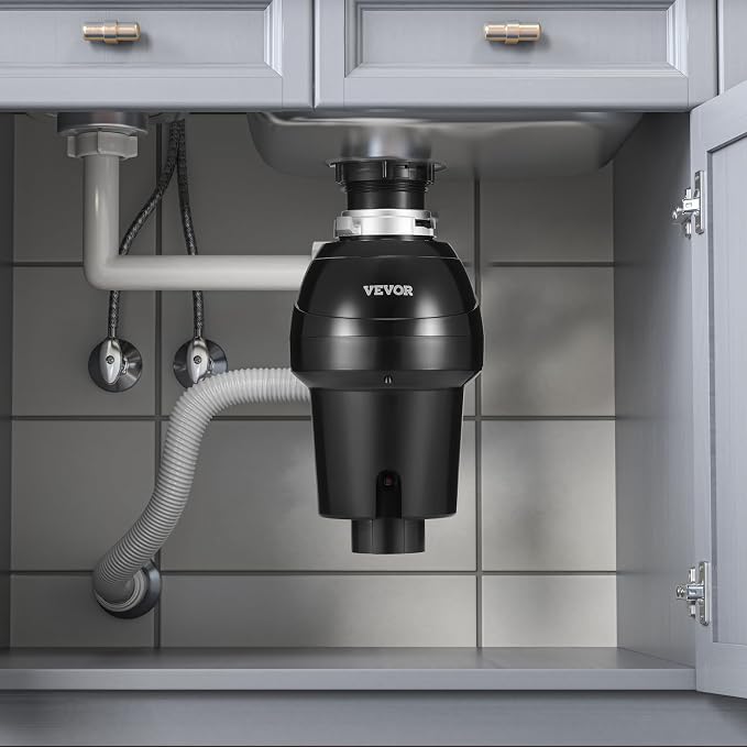 VEVOR Garbage Disposal, 1HP 3270RPM DC Motor, Continuous Feed Food Waste Sink Disposer, EZ Connect Food Waste Grinding System with Sound Reduction, Power Cord and Splash Guard, for Kitchen