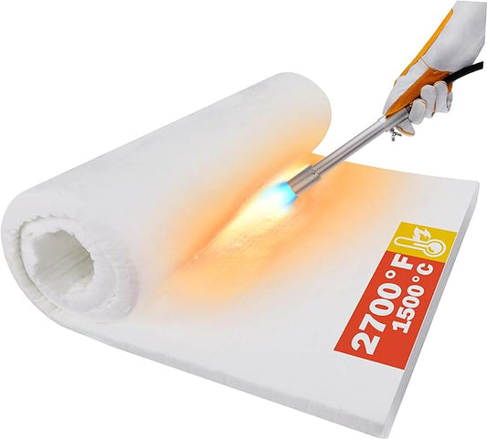 Ceramic Fiber Insulation, 24"x15.7"x1" Thick, 2600F Fireproof Insulation Blanket for Wood Stove Baffle, Fireplace, Pellet Stove, Chimney, Furnace, Boiler, Pizza Ovens and Forge