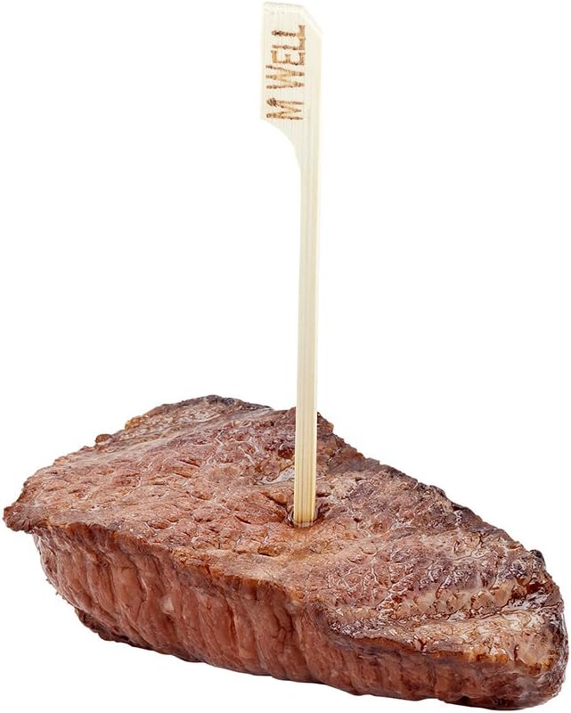 Restaurantware RW Smart 4 Inch Medium Well Markers 1000 Disposable Meat Marker Sticks - With Medium Well Embossing Paddle Design Bamboo Steak Markers For Barbeques Parties Or Buffets